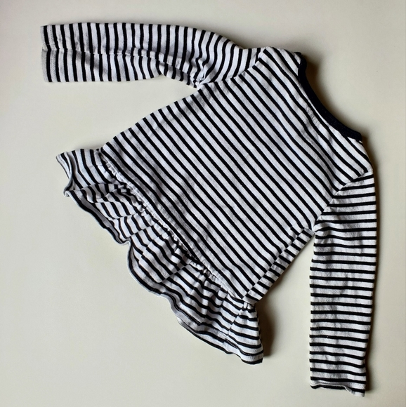 Striped Long-Sleeve Shirt for Baby Girl with Ruffled Hem - Picture 6 of 6